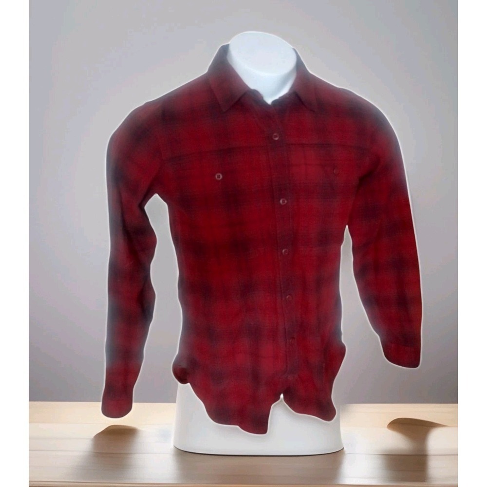 REI Co-Op Shirt Men's Medium Button Front Flannel Red Plaid Long Sleeve Outdoor